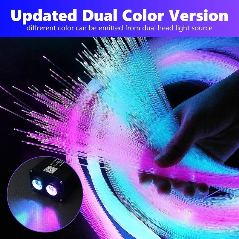 Amki Dual Color 20W Twinkle Starlight Headliner Kit 900pcs 0.03in 9.8ft Fiber Optic Star Ceiling Light Sound Activated Music Mode APP/Remote Control Dual Port Light Box for Car Home Roof Decor - Image 4